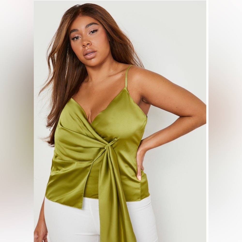 PLUS SATIN STRAPPY WRAP TIE TOP-brand new size 24